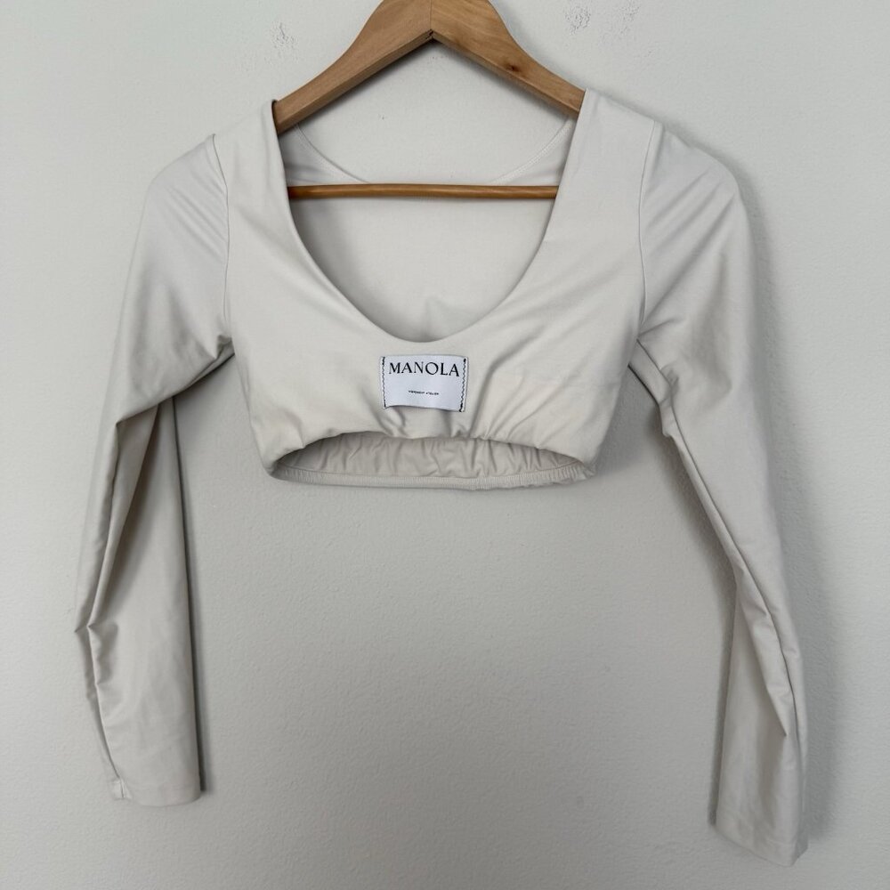 Aritzia Manola Cora Crop Top Ivory Size XS Activewear‎ Fitness Workout Gym - Picture 5 of 7